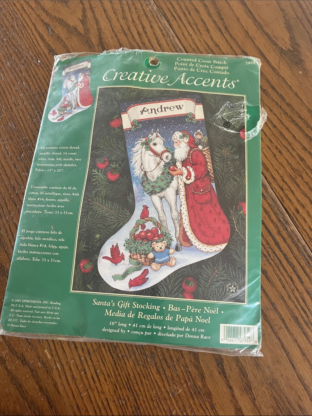 Santa Holiday Stocking Cross Stitch Kit - Red